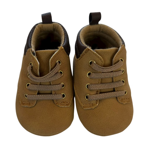 Carter's 0-3M Brown Faux Leather Lace Up Booties for babies - Picture 2 of 4